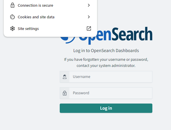 OpenSearch Connection screenshot with no TLS issues/errors